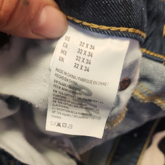 American Eagle Outfitters Men's Distressed Blue Slim Straight Jeans - Picture 4 of 7